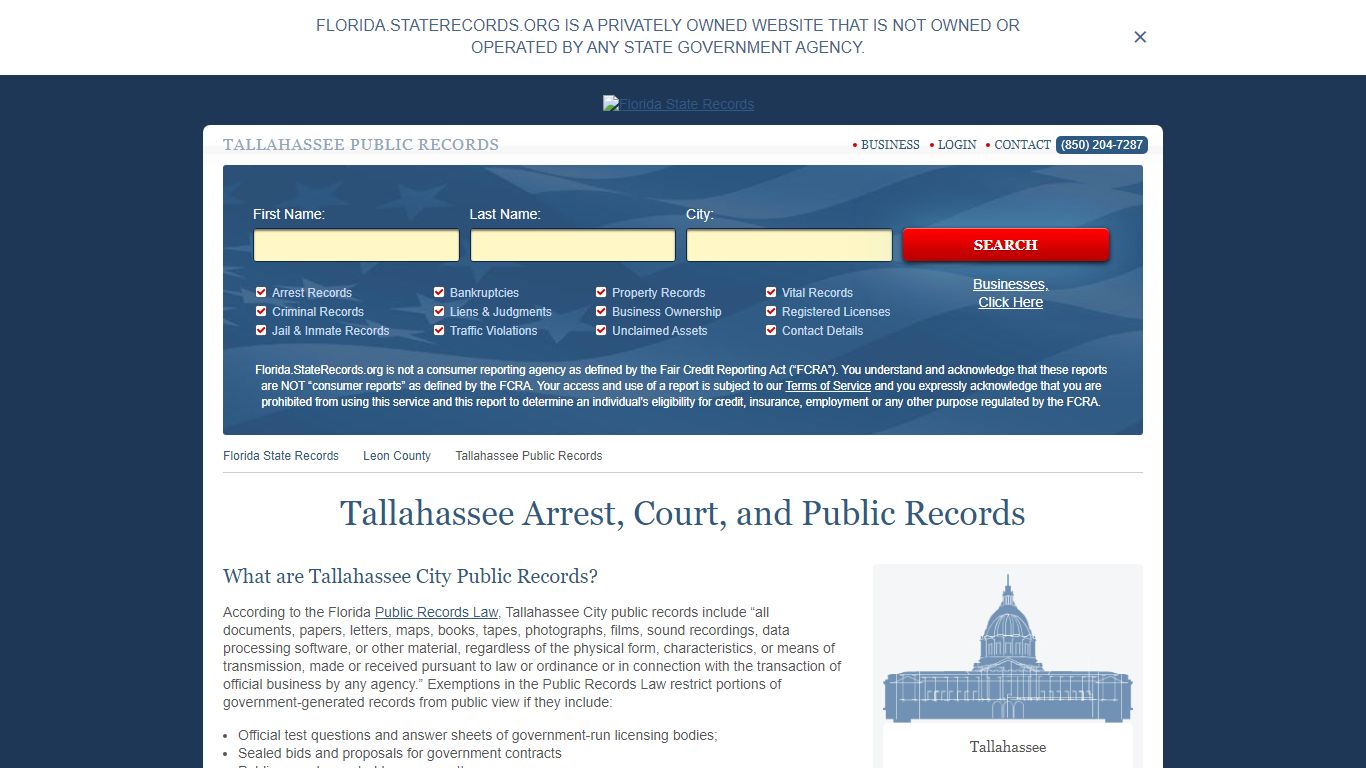 Tallahassee Arrest, Court, and Public Records