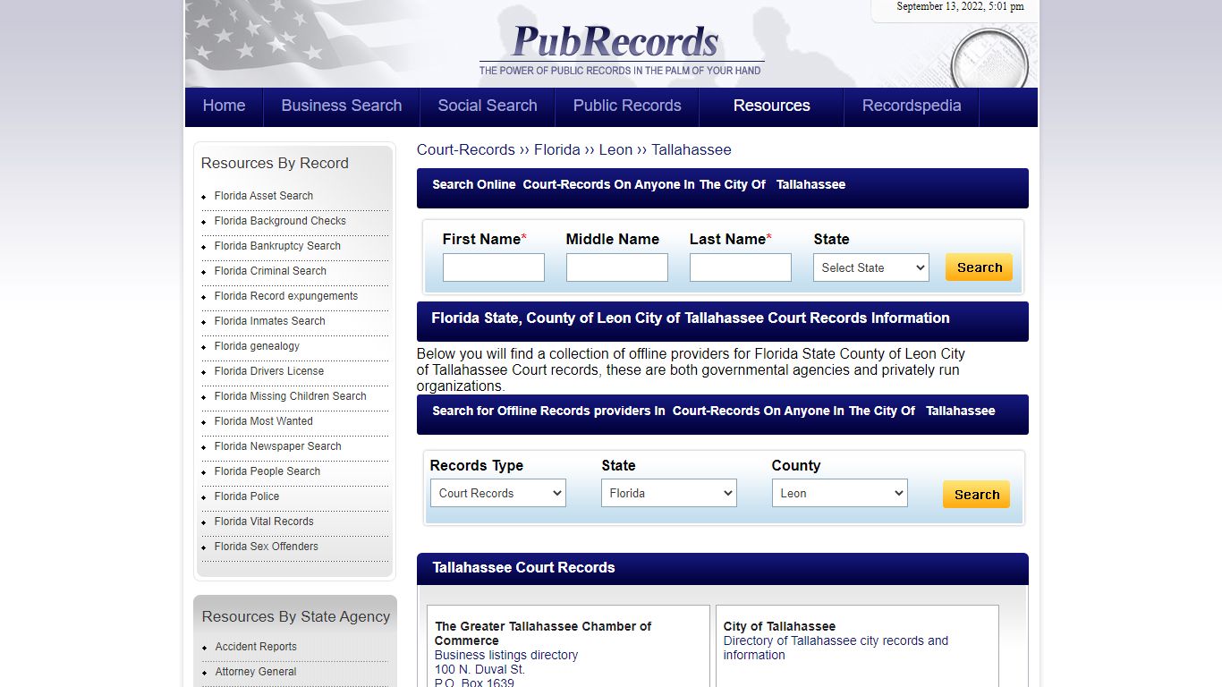 Tallahassee, Leon County, Florida Court Records - Pubrecords.com